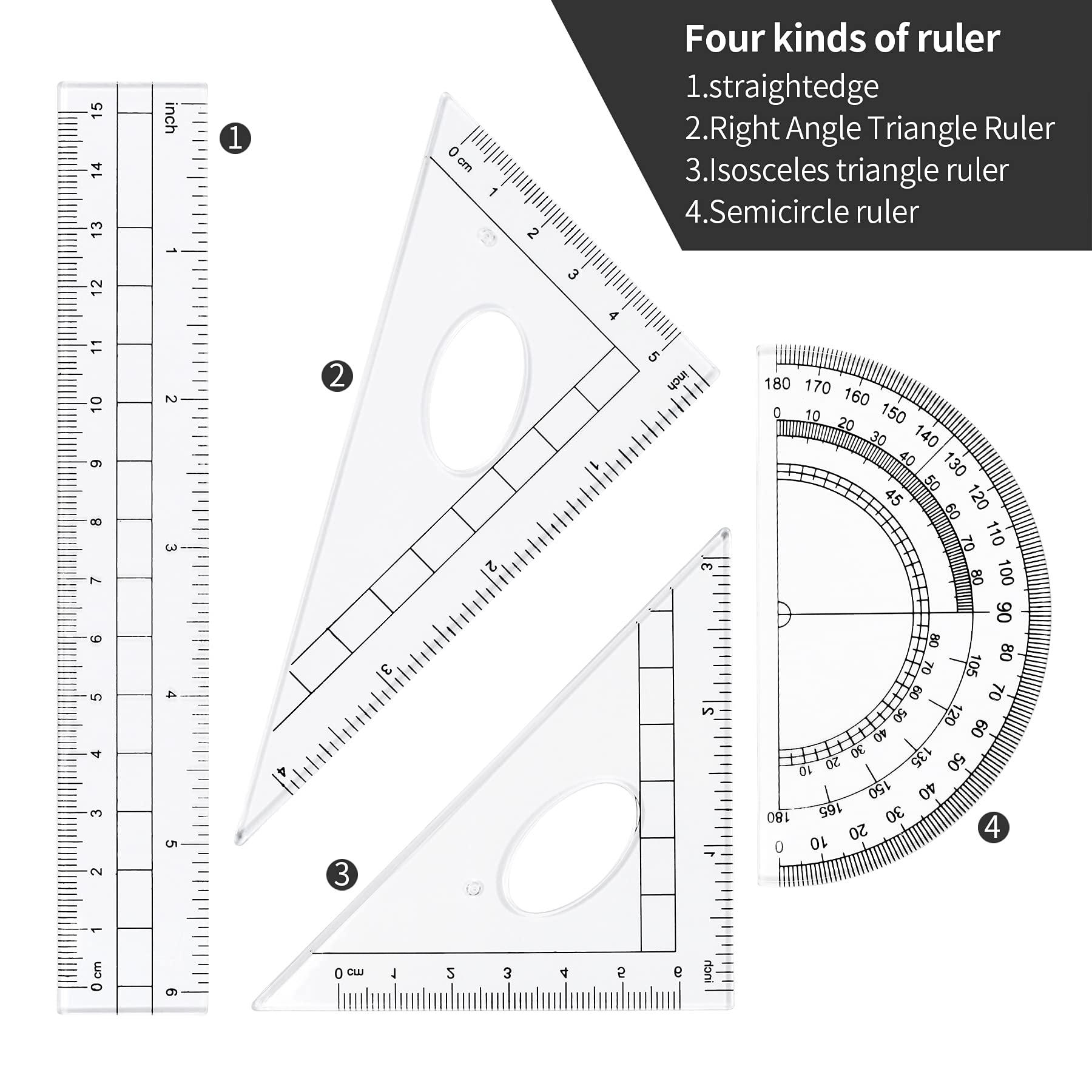 Complete 10-Piece Geometry Kit Set - Precision Drafting Tools with Metal Compasses, Rulers, Protractor & V1107-CS-XSSXJHTZ