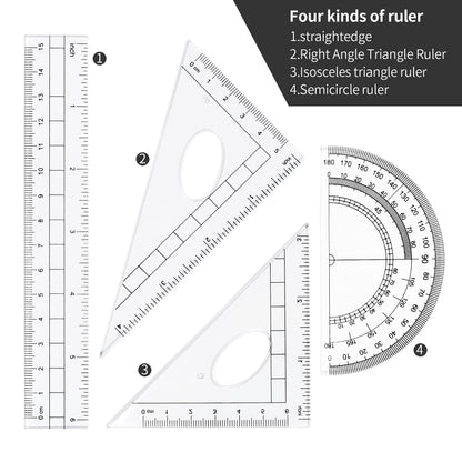 Complete 10-Piece Geometry Kit Set - Precision Drafting Tools with Metal Compasses, Rulers, Protractor & V1107-CS-XSSXJHTZ