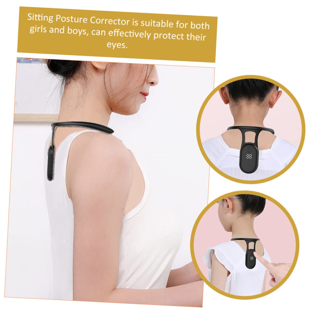 Smart Posture Corrector with Vibration Reminder - Neck-Worn Back Posture Trainer for Kids & Teens, V1107-CS-XSTBJZQ