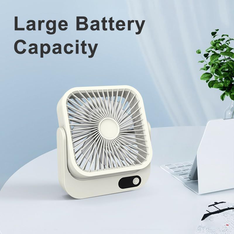 Magnetic Rechargeable Mini Desk Fan with 5-Speed LED Display for Office, Dorm & Bedside Use (White) V1107-CS-XXCXFSB