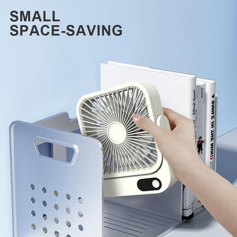 Magnetic Rechargeable Mini Desk Fan with 5-Speed LED Display for Office, Dorm & Bedside Use (White) V1107-CS-XXCXFSB