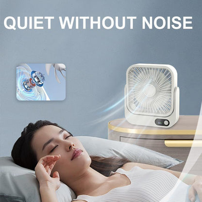 Magnetic Rechargeable Mini Desk Fan with 5-Speed LED Display for Office, Dorm & Bedside Use (White) V1107-CS-XXCXFSB