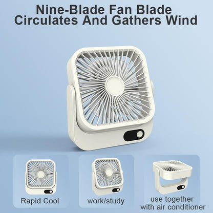 Magnetic Rechargeable Mini Desk Fan with 5-Speed LED Display for Office, Dorm & Bedside Use (White) V1107-CS-XXCXFSB