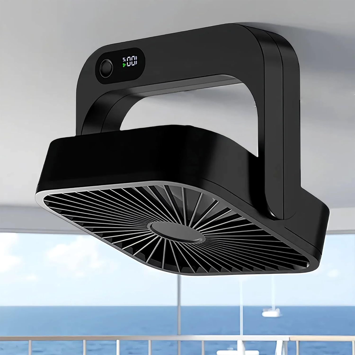 Magnetic Rechargeable Mini Desk Fan with 5-Speed LED Display for Office, Dorm & Bedside Use (Black) V1107-CS-XXCXFSH