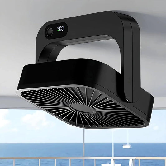 Magnetic Rechargeable Mini Desk Fan with 5-Speed LED Display for Office, Dorm & Bedside Use (Black) V1107-CS-XXCXFSH