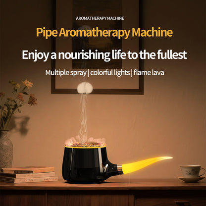 Pipe-Shaped Aromatherapy Humidifier with LED Flame & Mist - USB Desk Diffuser for Home, Office, Bedside V1107-CS-XXJSQ
