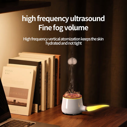 Pipe-Shaped Aromatherapy Humidifier with LED Flame & Mist - USB Desk Diffuser for Home, Office, Bedside V1107-CS-XXJSQ