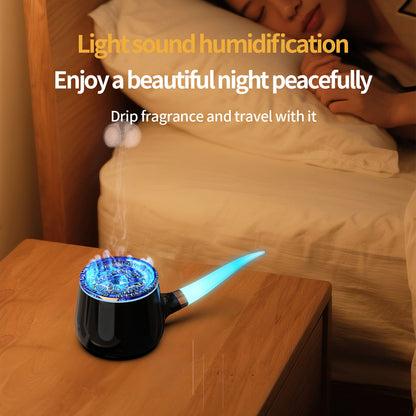 Pipe-Shaped Aromatherapy Humidifier with LED Flame & Mist - USB Desk Diffuser for Home, Office, Bedside V1107-CS-XXJSQ