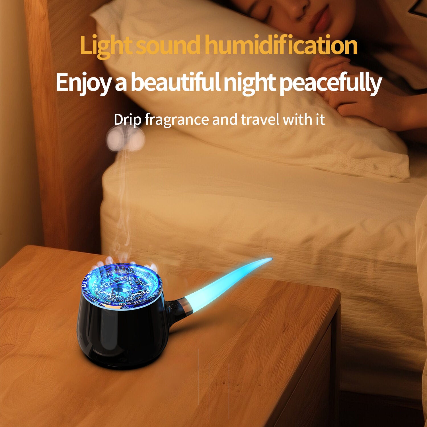 Pipe-Shaped Aromatherapy Humidifier with LED Flame & Mist - USB Desk Diffuser for Home, Office, Bedside V1107-CS-XXJSQ1