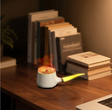 Pipe-Shaped Aromatherapy Humidifier with LED Flame & Mist - USB Desk Diffuser for Home, Office, Bedside V1107-CS-XXJSQ1