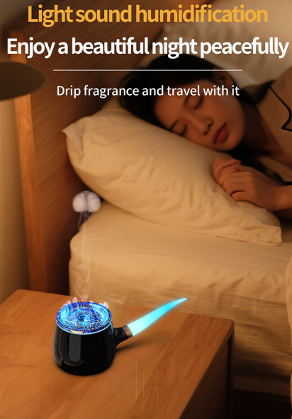 Pipe-Shaped Aromatherapy Humidifier with LED Flame & Mist - USB Desk Diffuser for Home, Office, Bedside V1107-CS-XXJSQ1
