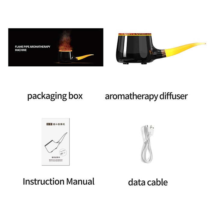 Pipe-Shaped Aromatherapy Humidifier with LED Flame & Mist - USB Desk Diffuser for Home, Office, Bedside V1107-CS-XXJSQ1