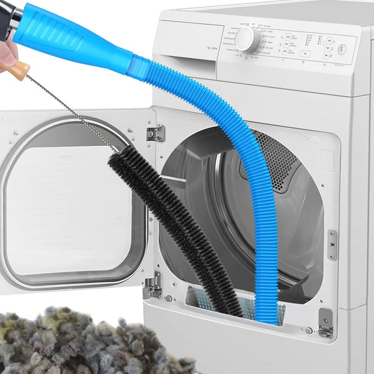 Dryer Vent Cleaner Kit with Flexible Lint Brush & Vacuum Hose Attachment for Deep Cleaning, Fire Prevention V1107-CS-XYJQJXCPJ