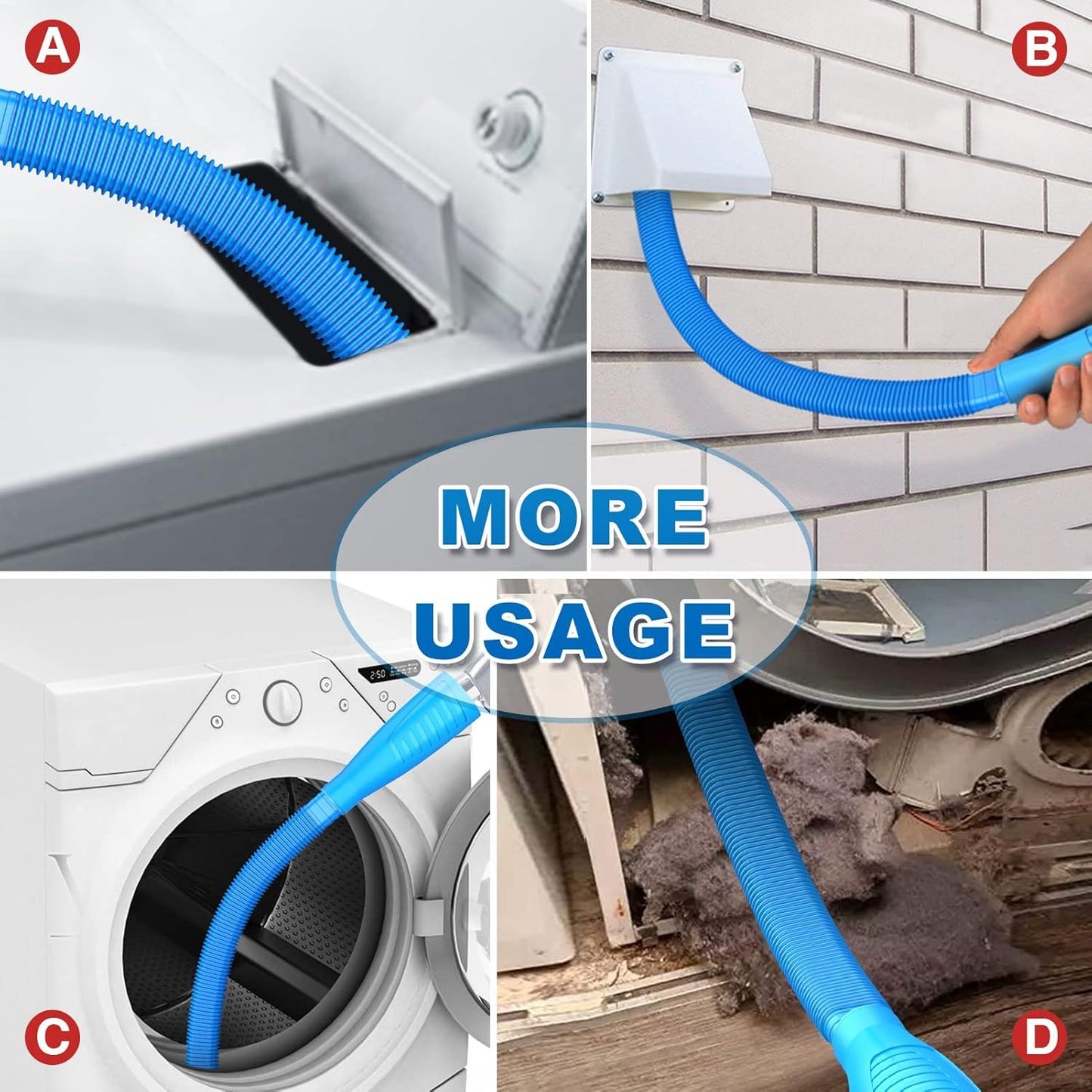 Dryer Vent Cleaner Kit with Flexible Lint Brush & Vacuum Hose Attachment for Deep Cleaning, Fire Prevention V1107-CS-XYJQJXCPJ