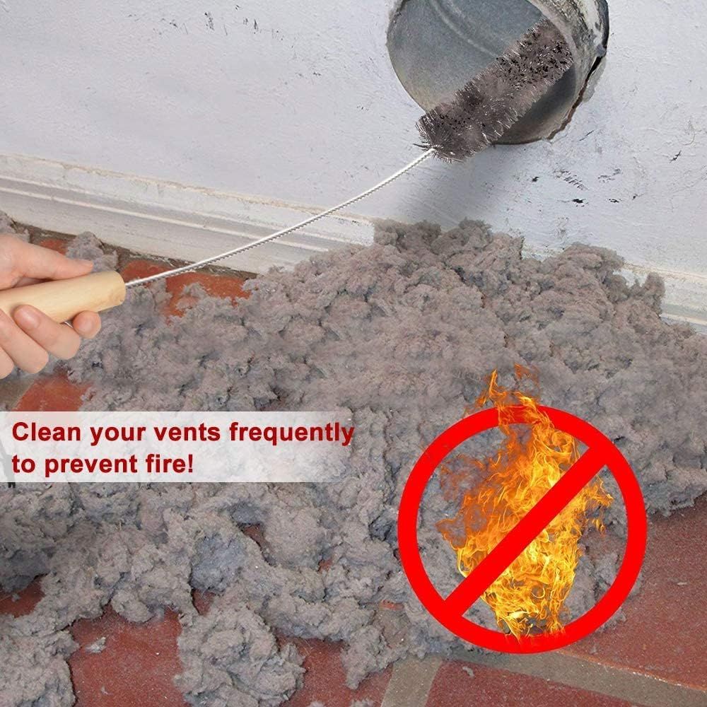 Dryer Vent Cleaner Kit with Flexible Lint Brush & Vacuum Hose Attachment for Deep Cleaning, Fire Prevention V1107-CS-XYJQJXCPJ