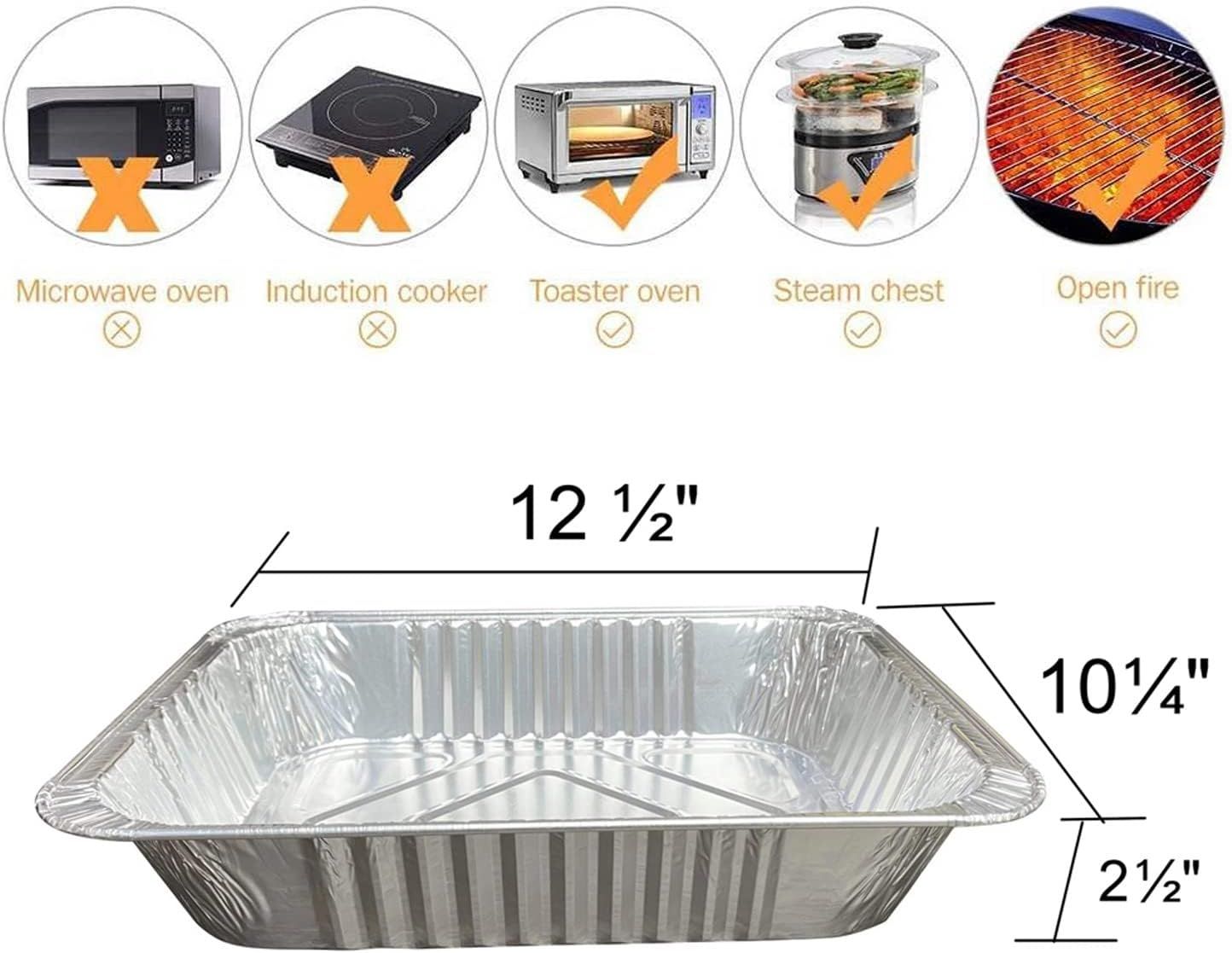 10 Pack Heavy-Duty Disposable Aluminum Foil Pans for Baking, Grilling & Catering - Extra Thick Rectangular V1107-CS-XZCH10