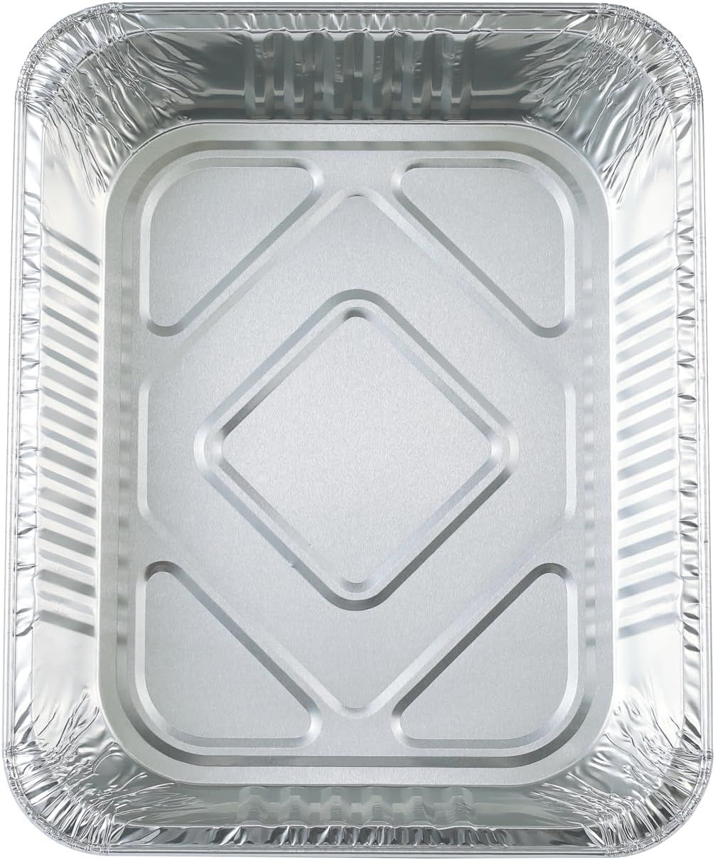 10 Pack Heavy-Duty Disposable Aluminum Foil Pans for Baking, Grilling & Catering - Extra Thick Rectangular V1107-CS-XZCH10