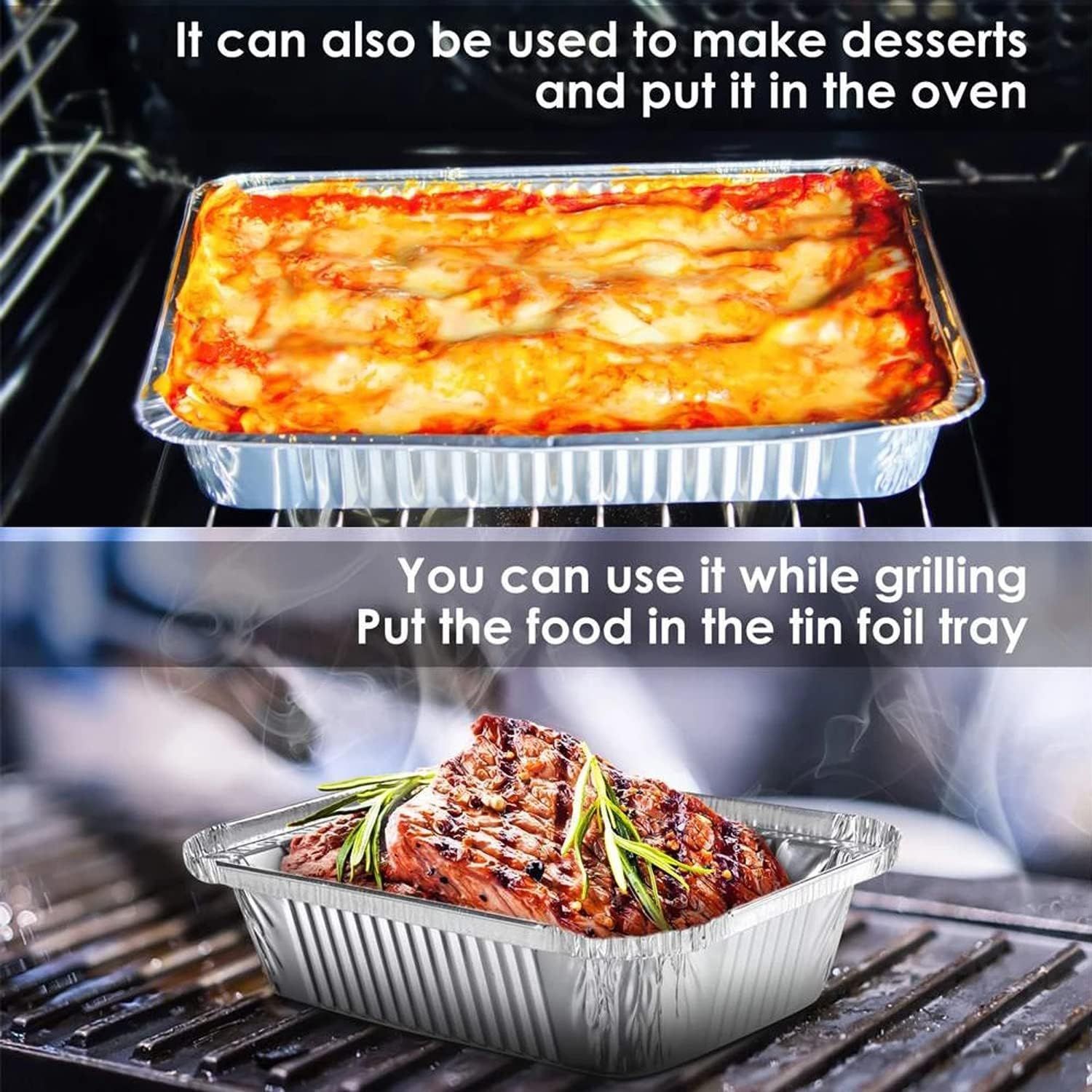 10 Pack Heavy-Duty Disposable Aluminum Foil Pans for Baking, Grilling & Catering - Extra Thick Rectangular V1107-CS-XZCH10