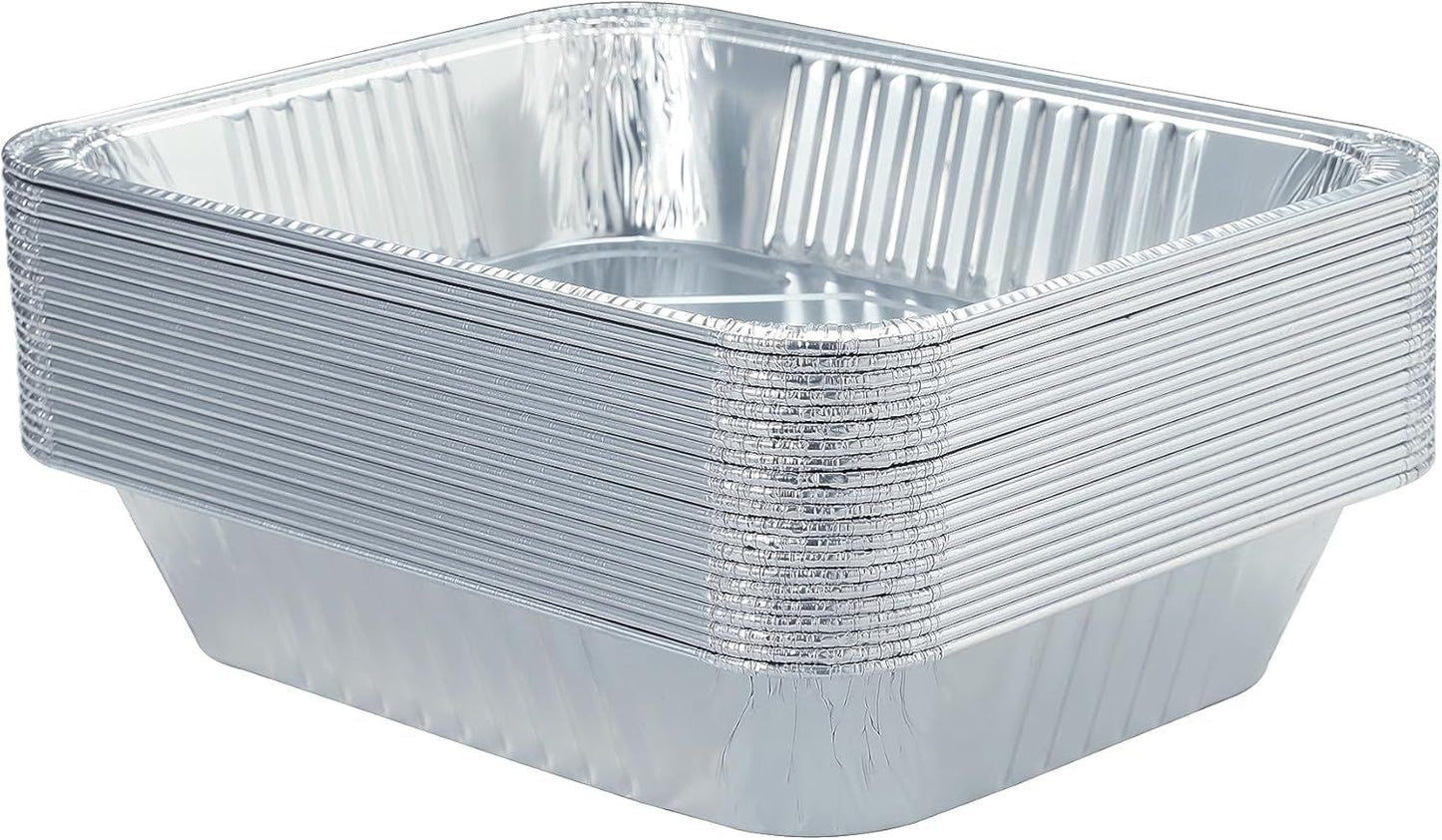 20 Pack Heavy-Duty Disposable Aluminum Foil Pans for Baking, Grilling & Catering - Extra Thick Rectangular V1107-CS-XZCH20
