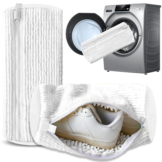 2-Pack Reusable Shoe Washing Machine Bag - White Protective Laundry Bag for All Shoes, Anti-Deformation & V1107-CS-XZXHDB