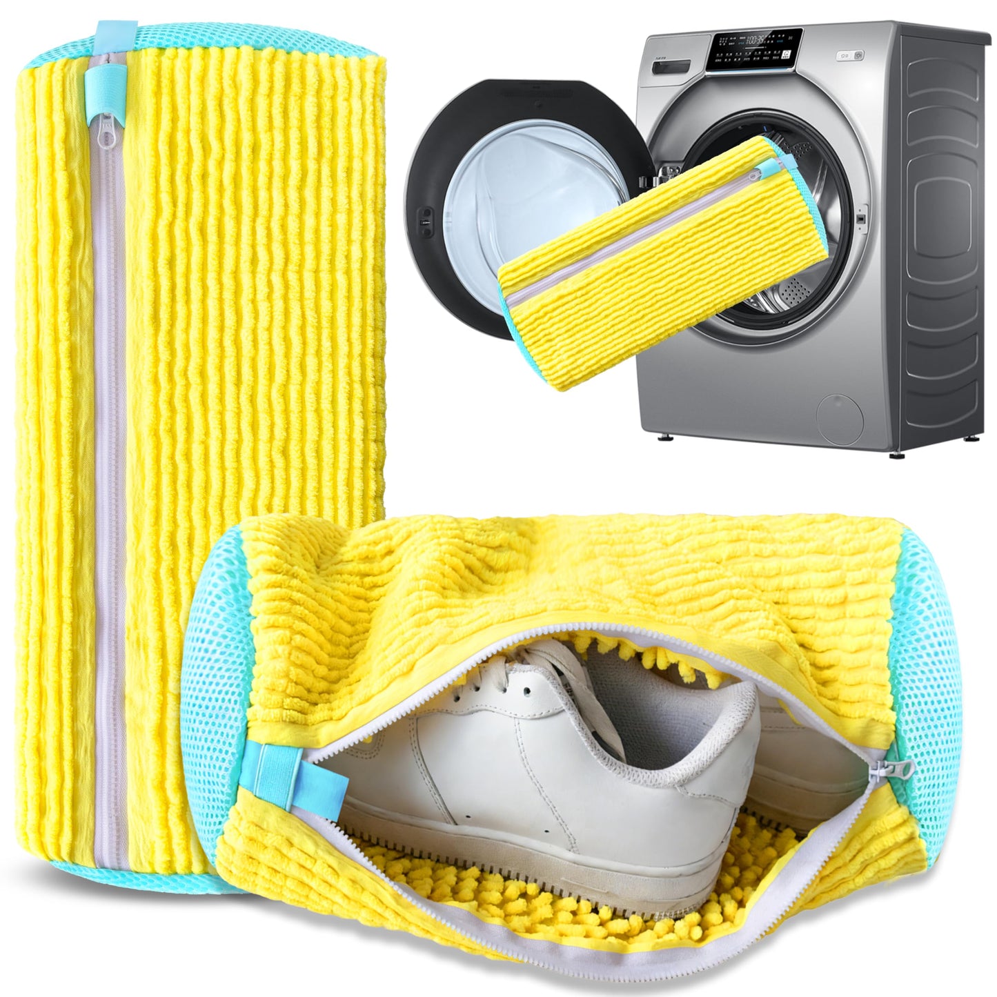 2-Pack Reusable Shoe Washing Machine Bag - White Protective Laundry Bag for All Shoes, Anti-Deformation & V1107-CS-XZXHDH