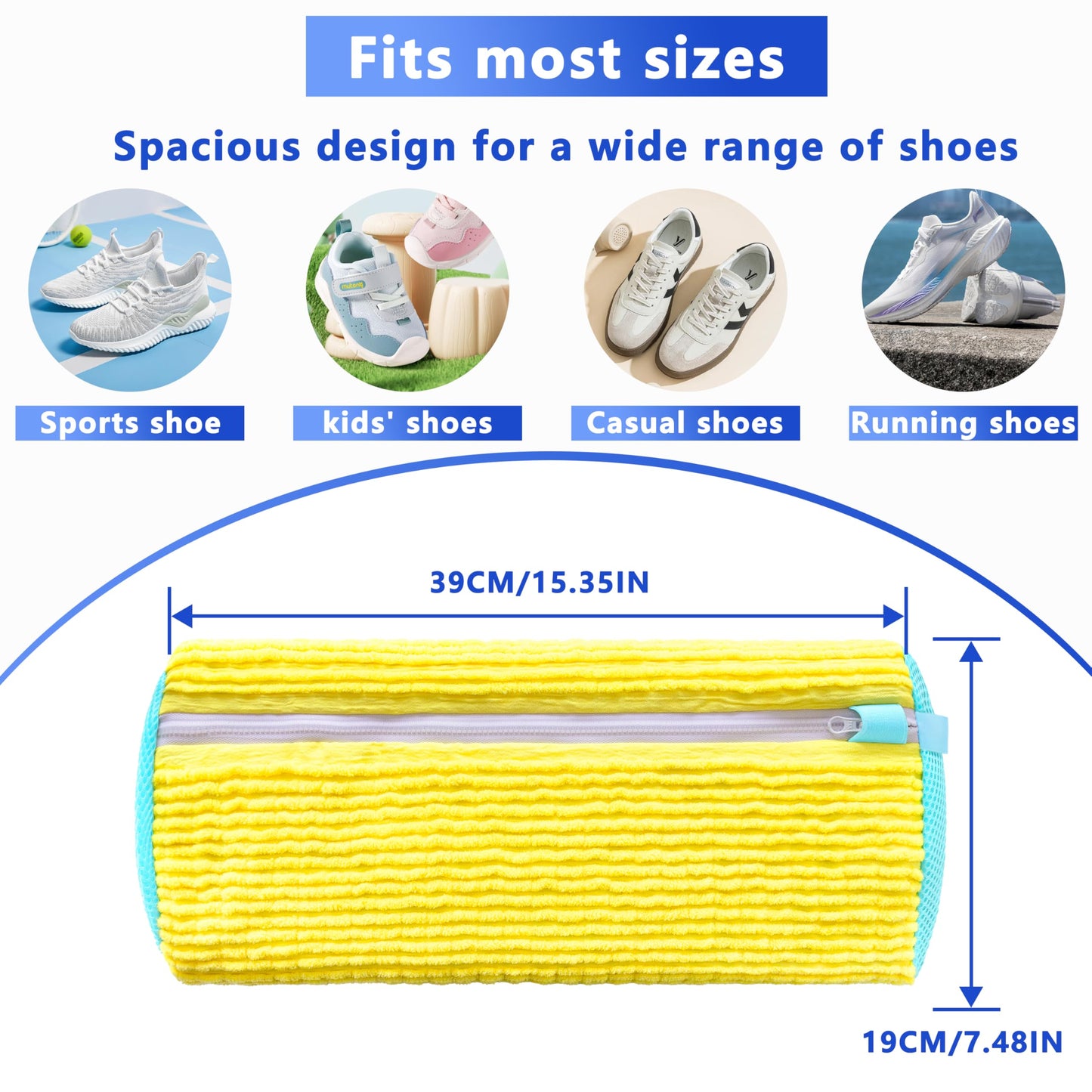 2-Pack Reusable Shoe Washing Machine Bag - White Protective Laundry Bag for All Shoes, Anti-Deformation & V1107-CS-XZXHDH