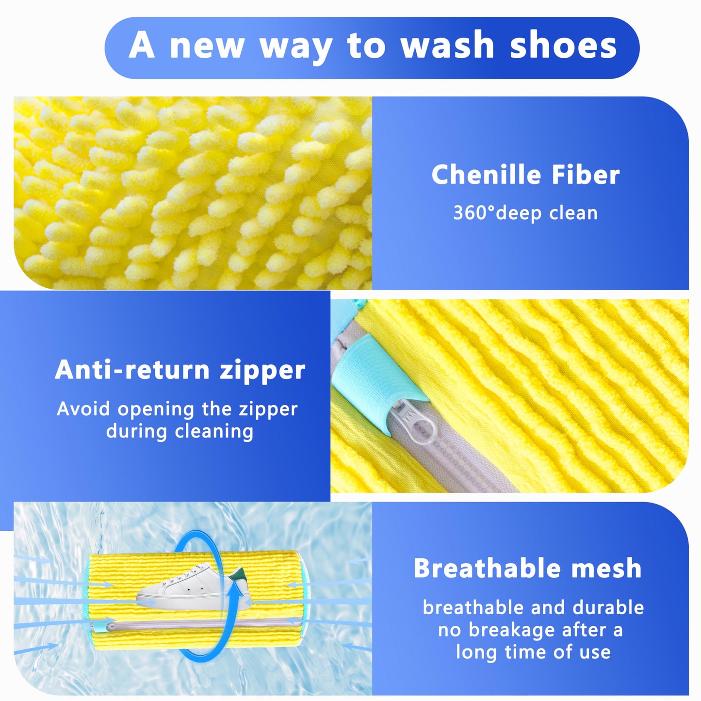 2-Pack Reusable Shoe Washing Machine Bag - White Protective Laundry Bag for All Shoes, Anti-Deformation & V1107-CS-XZXHDH