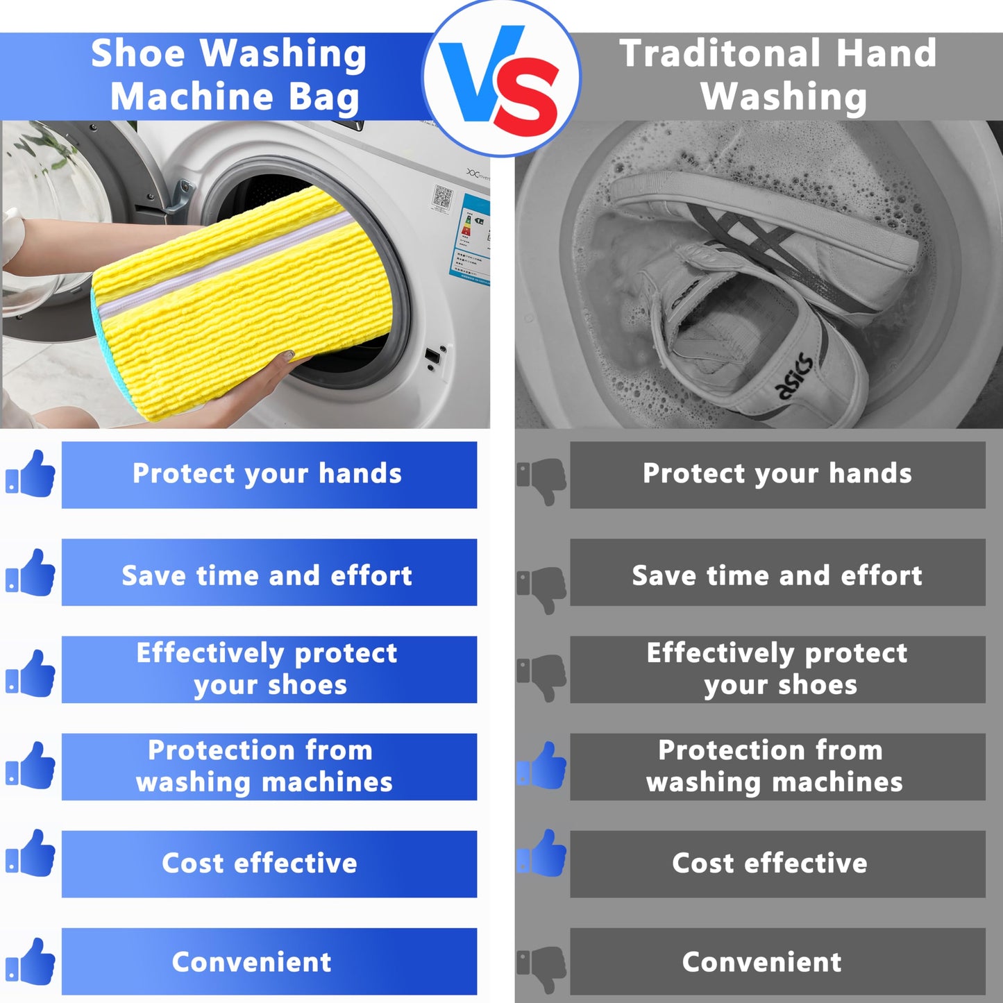 2-Pack Reusable Shoe Washing Machine Bag - White Protective Laundry Bag for All Shoes, Anti-Deformation & V1107-CS-XZXHDH