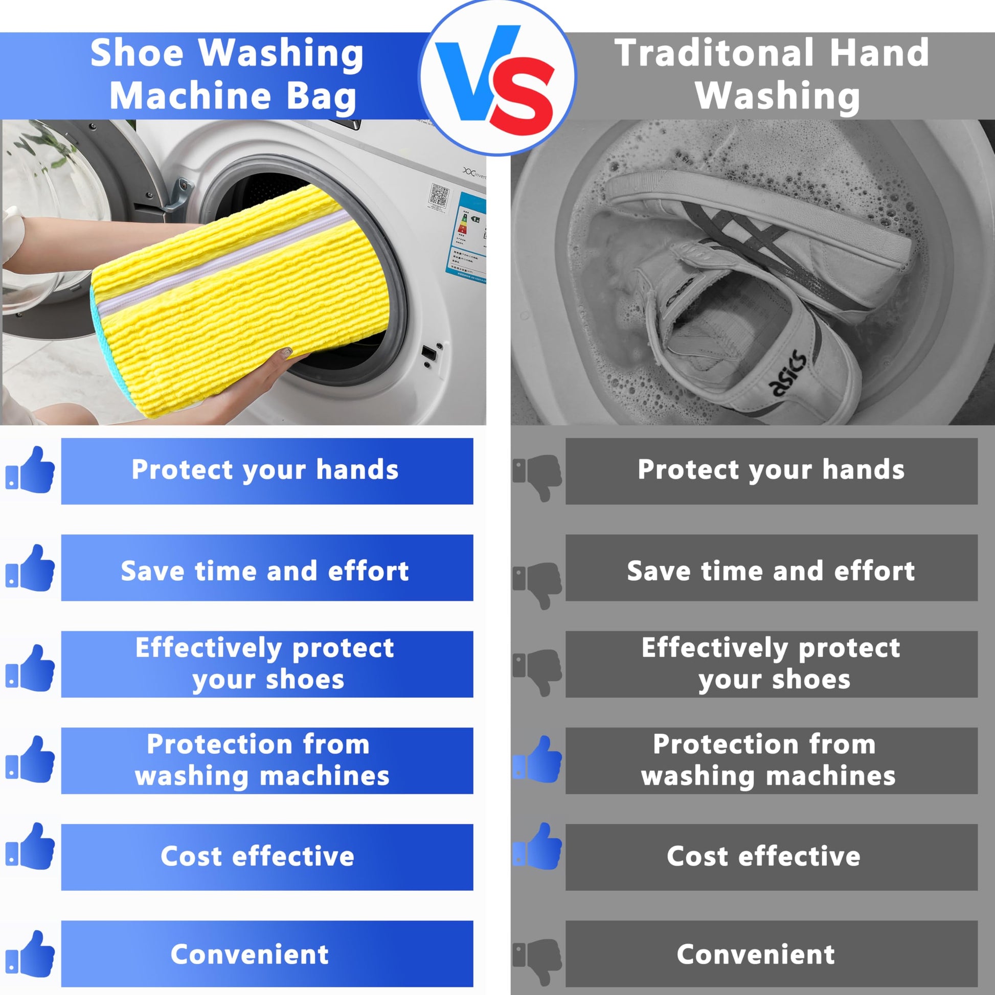 2-Pack Reusable Shoe Washing Machine Bag - White Protective Laundry Bag for All Shoes, Anti-Deformation & V1107-CS-XZXHDH