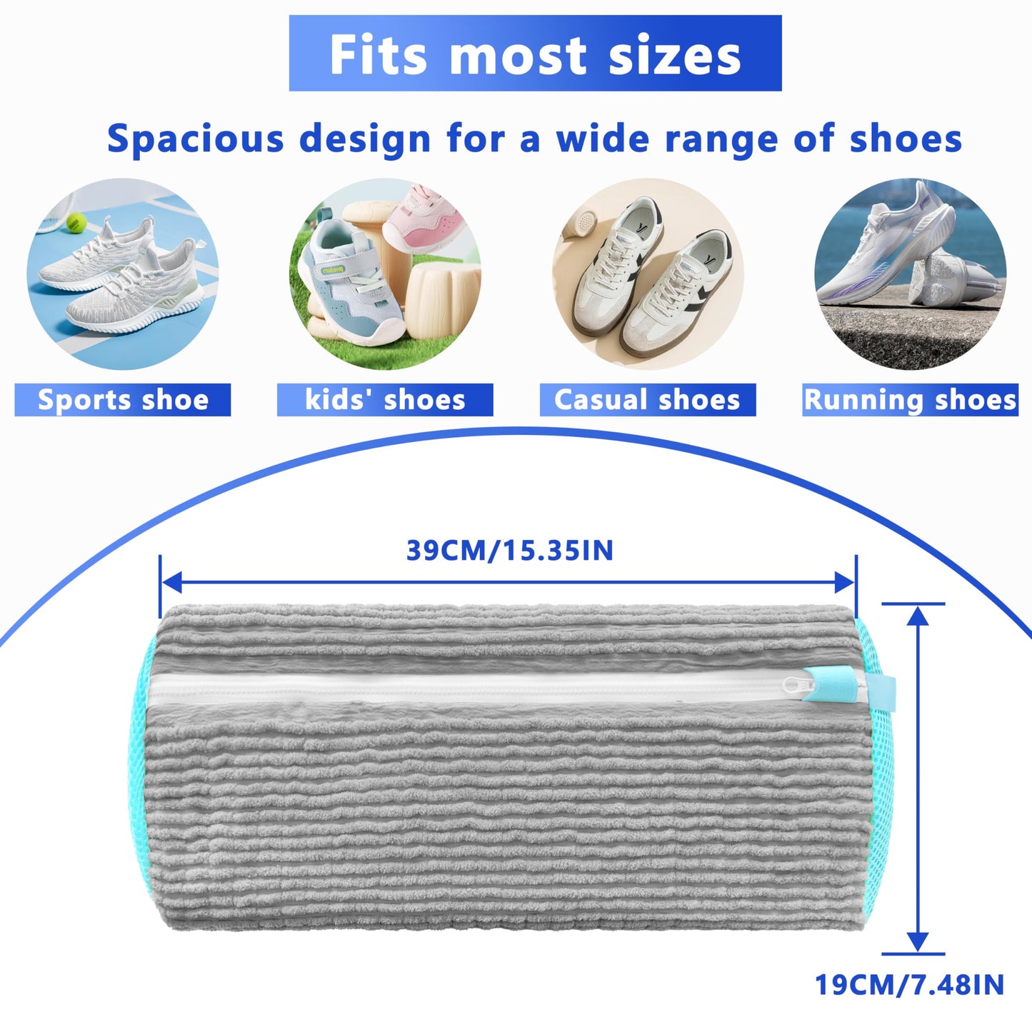 2-Pack Reusable Shoe Washing Machine Bag - White Protective Laundry Bag for All Shoes, Anti-Deformation & V1107-CS-XZXHDHU