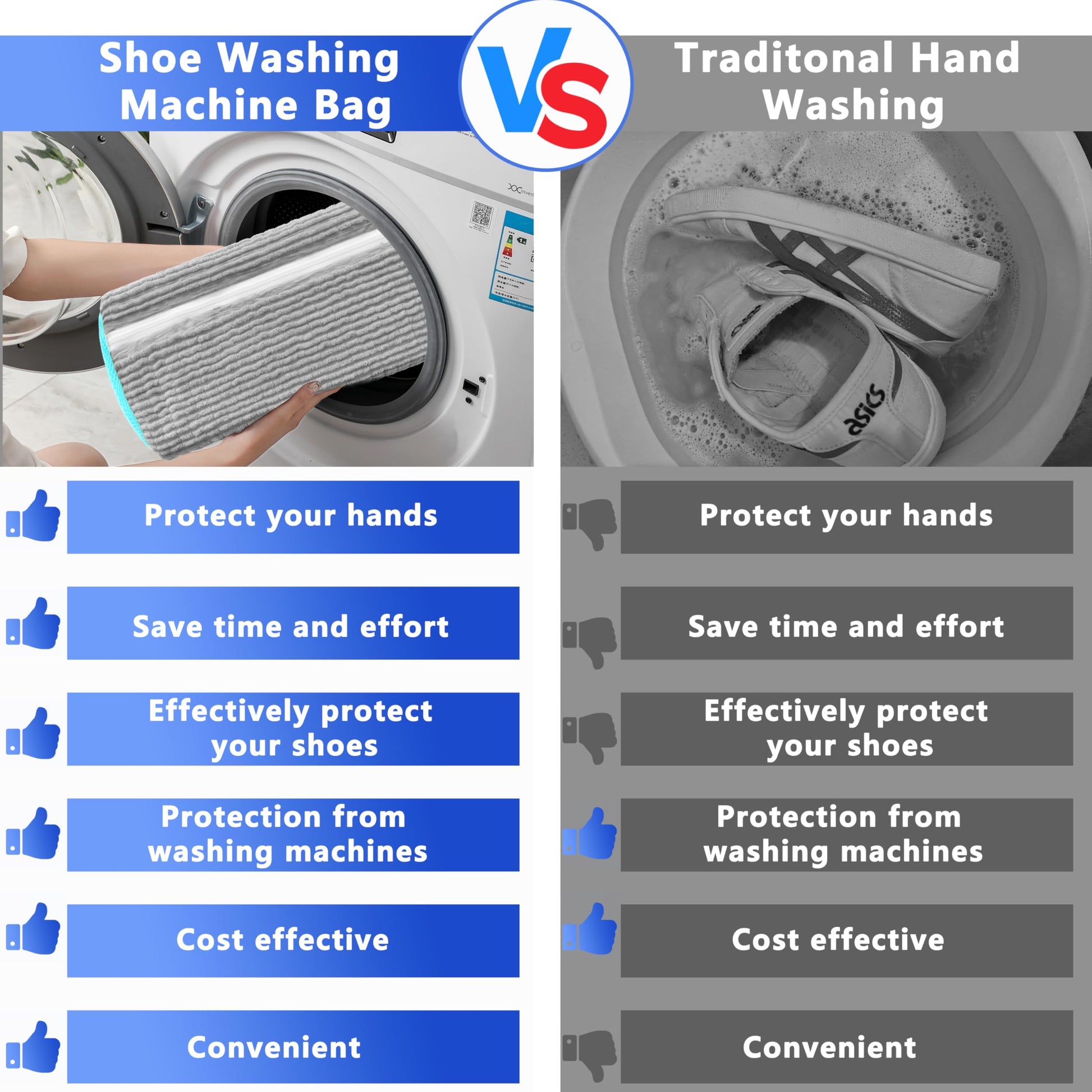 2-Pack Reusable Shoe Washing Machine Bag - White Protective Laundry Bag for All Shoes, Anti-Deformation & V1107-CS-XZXHDHU