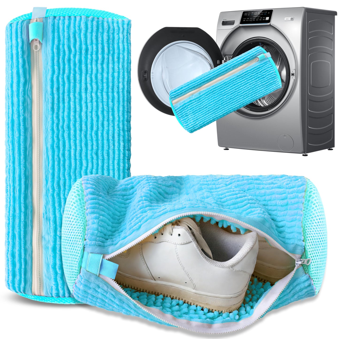 2-Pack Reusable Shoe Washing Machine Bag - White Protective Laundry Bag for All Shoes, Anti-Deformation & V1107-CS-XZXHDL