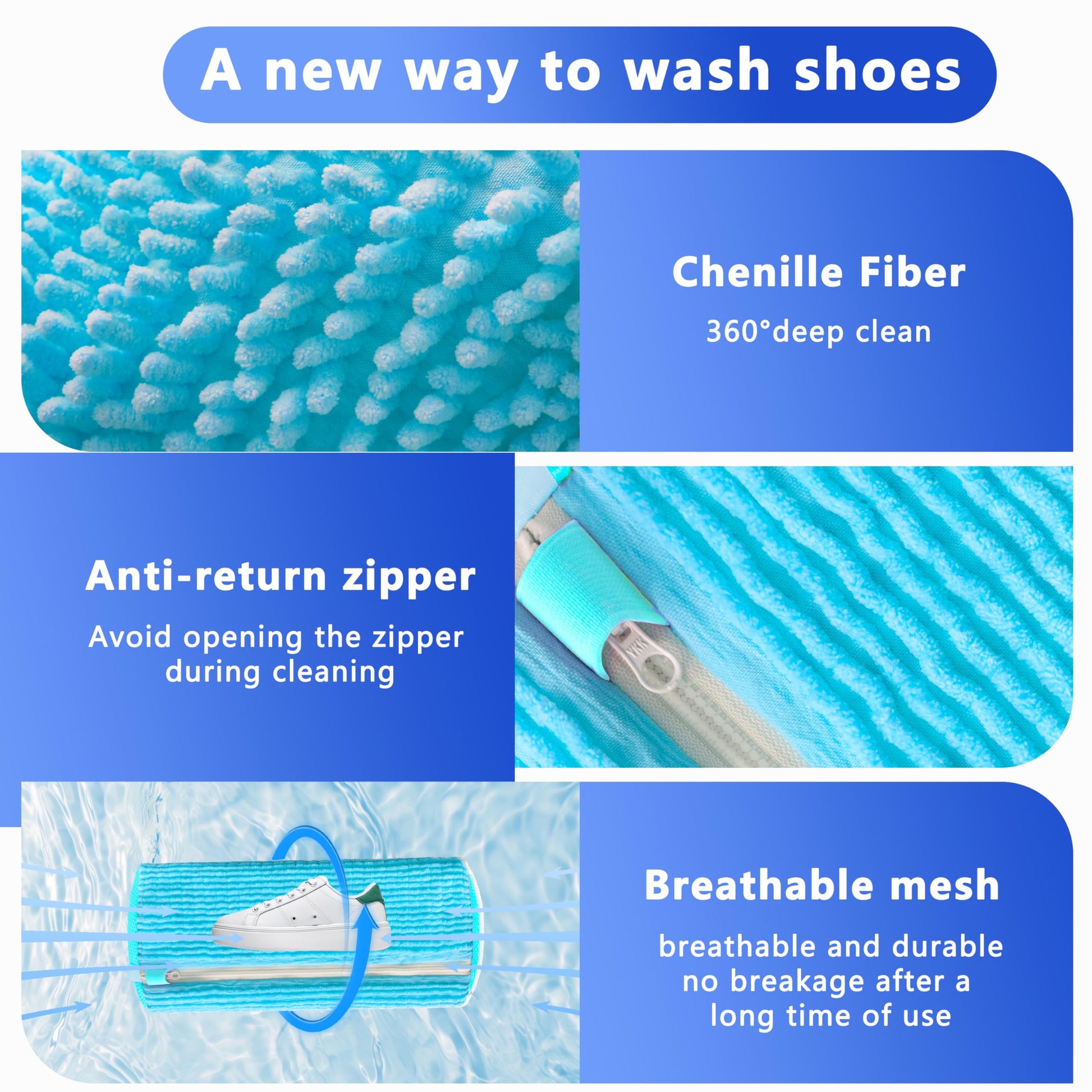 2-Pack Reusable Shoe Washing Machine Bag - White Protective Laundry Bag for All Shoes, Anti-Deformation & V1107-CS-XZXHDL