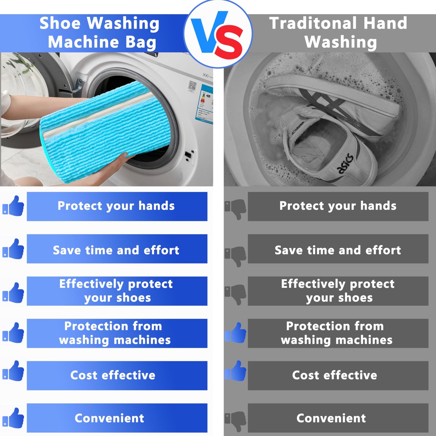 2-Pack Reusable Shoe Washing Machine Bag - White Protective Laundry Bag for All Shoes, Anti-Deformation & V1107-CS-XZXHDL