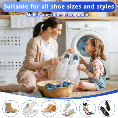 2-Pack Reusable Shoe Washing Machine Bag - White Protective Laundry Bag for All Shoes, Anti-Deformation & V1107-CS-XZXHDL