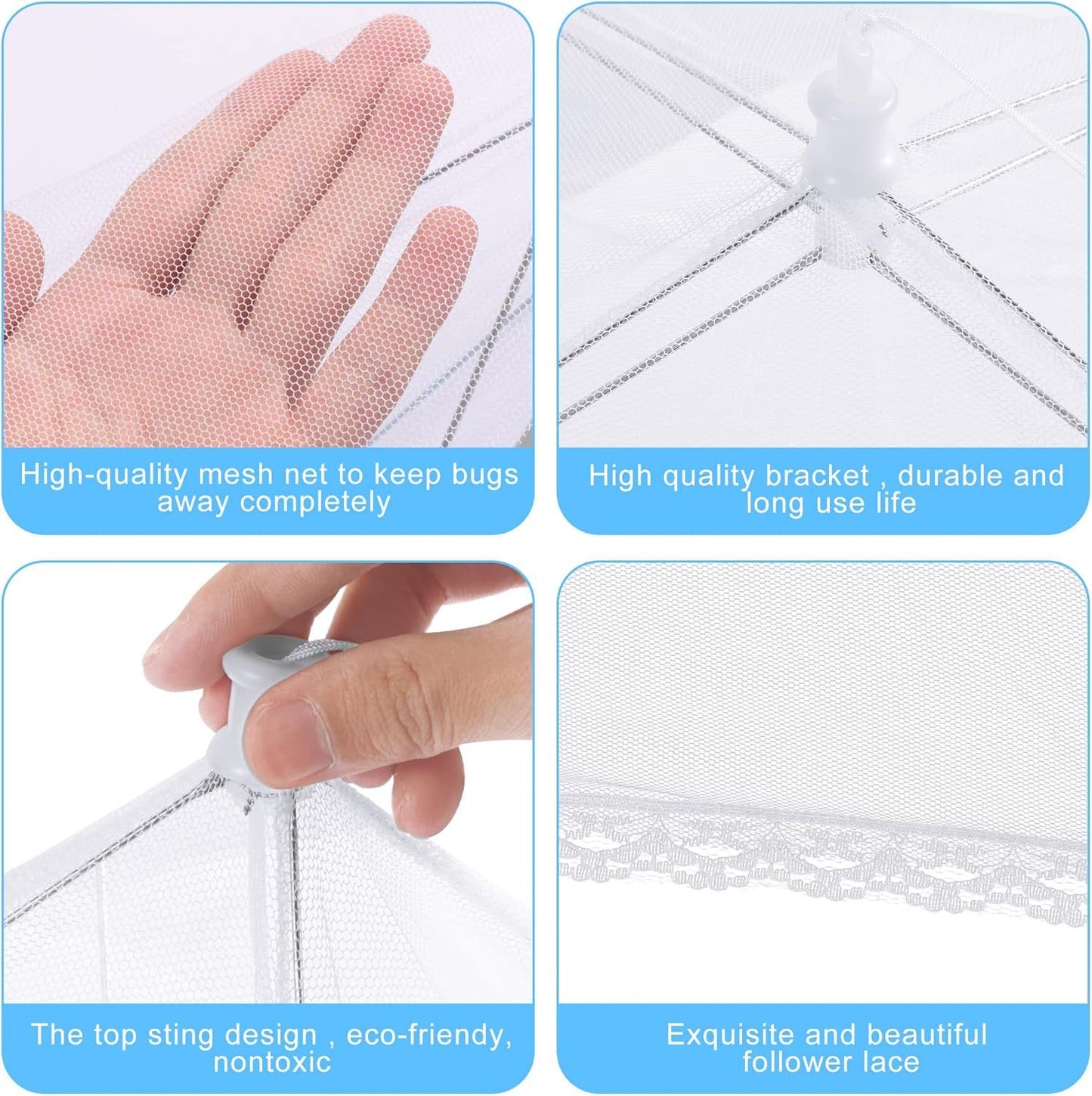 Reusable Pop-Up Mesh Food Cover Tent Set, Foldable Insect Net for Picnic Camping Kitchen Dustproof Protection V1107-CS-YCFCZ