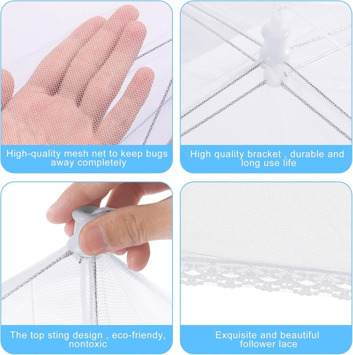 Reusable Pop-Up Mesh Food Cover Tent Set, Foldable Insect Net for Picnic Camping Kitchen Dustproof Protection V1107-CS-YCFCZ
