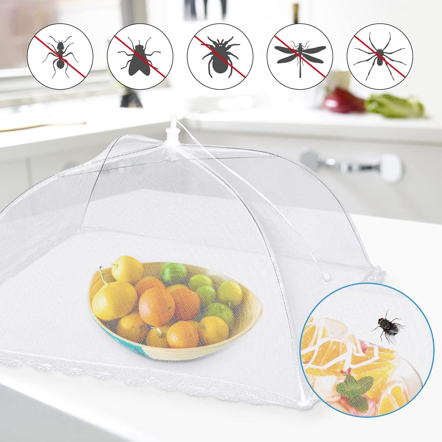 Reusable Pop-Up Mesh Food Cover Tent Set, Foldable Insect Net for Picnic Camping Kitchen Dustproof Protection V1107-CS-YCFCZ
