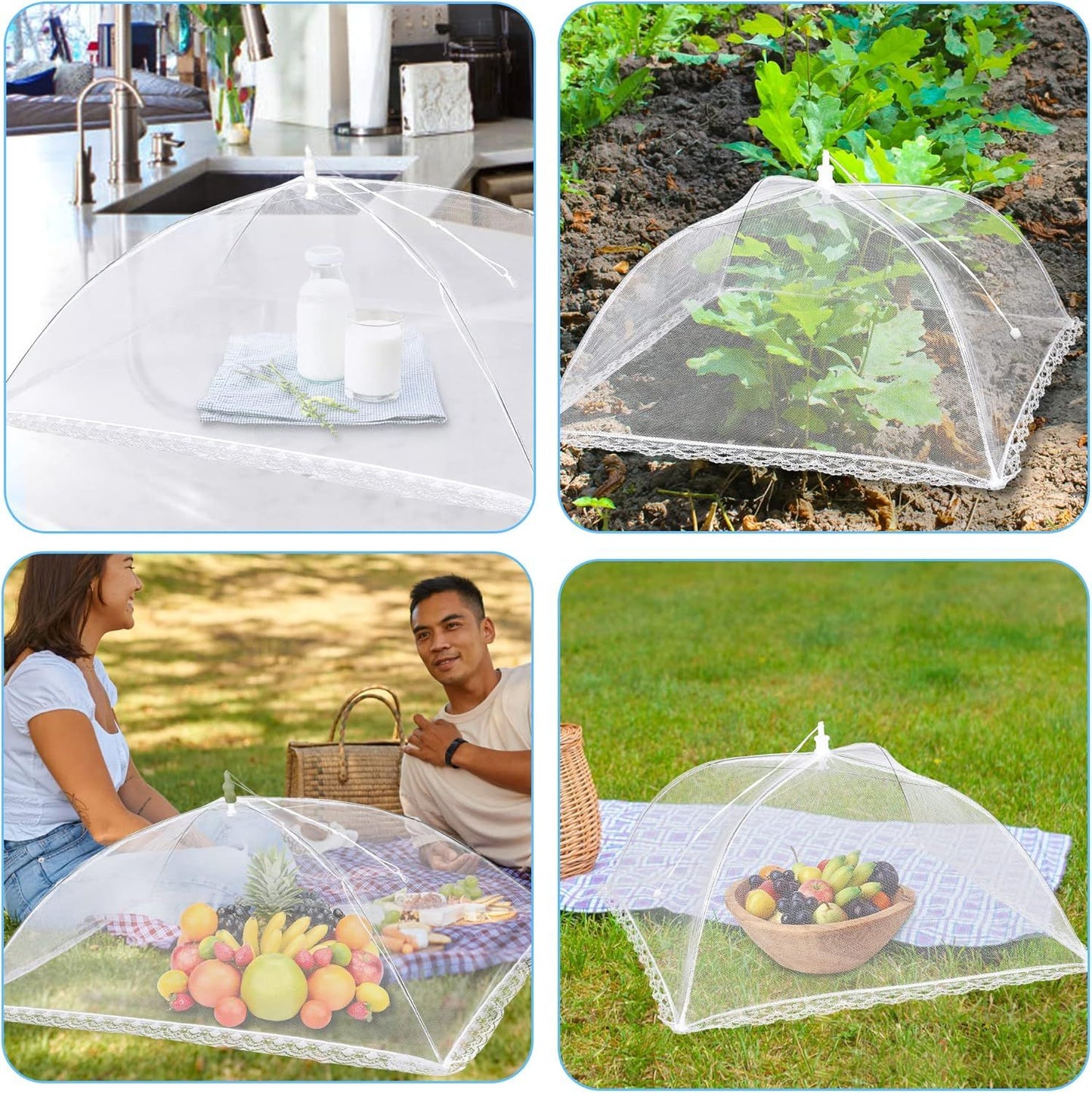 Reusable Pop-Up Mesh Food Cover Tent Set, Foldable Insect Net for Picnic Camping Kitchen Dustproof Protection V1107-CS-YCFCZ