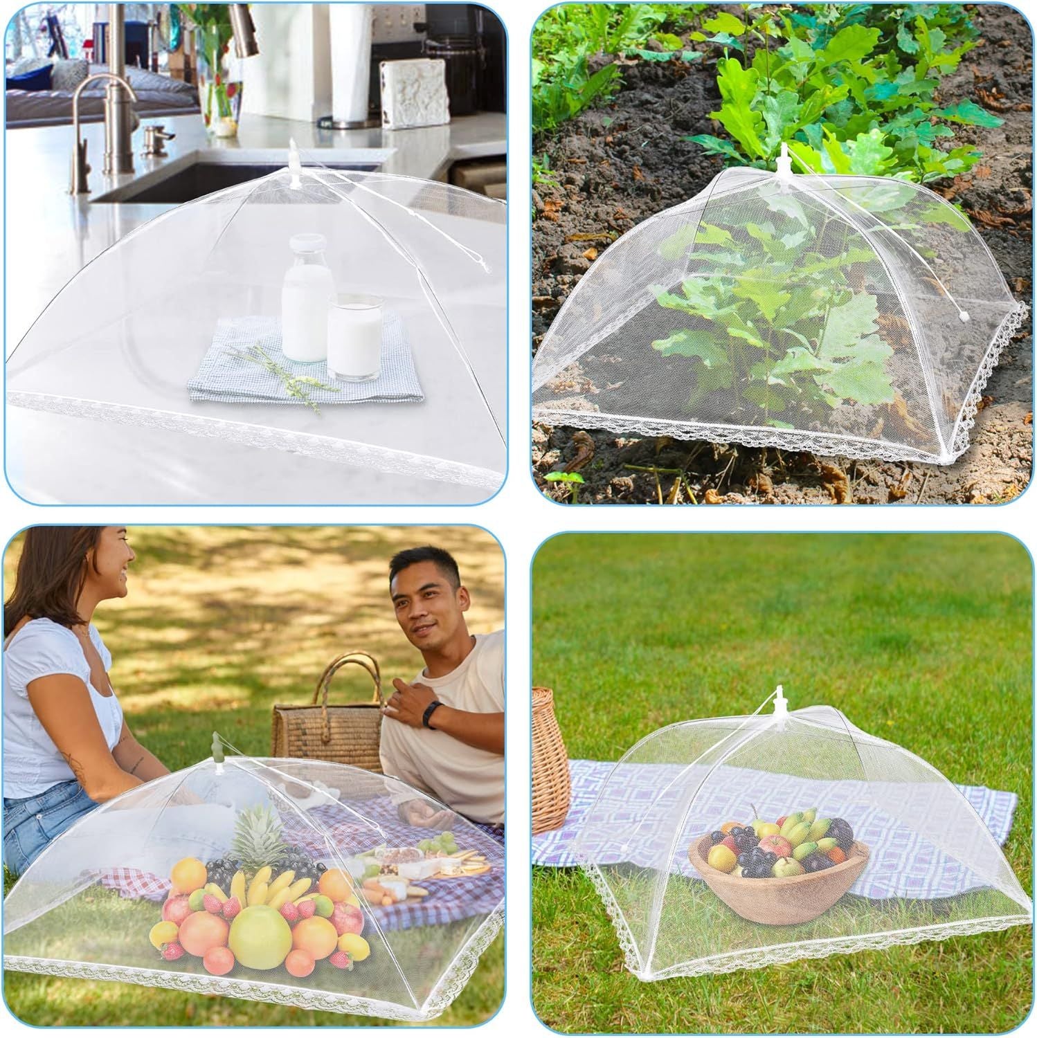 Reusable Pop-Up Mesh Food Cover Tent Set, Foldable Insect Net for Picnic Camping Kitchen Dustproof Protection V1107-CS-YCFCZ
