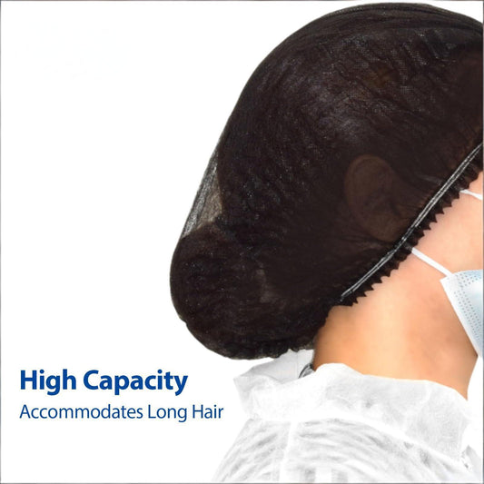 100-Pack Disposable Non-Woven Hair Net Caps - High Capacity, Elastic Band, Lint-Free & Latex-Free for V1107-CS-YCXTTWMH