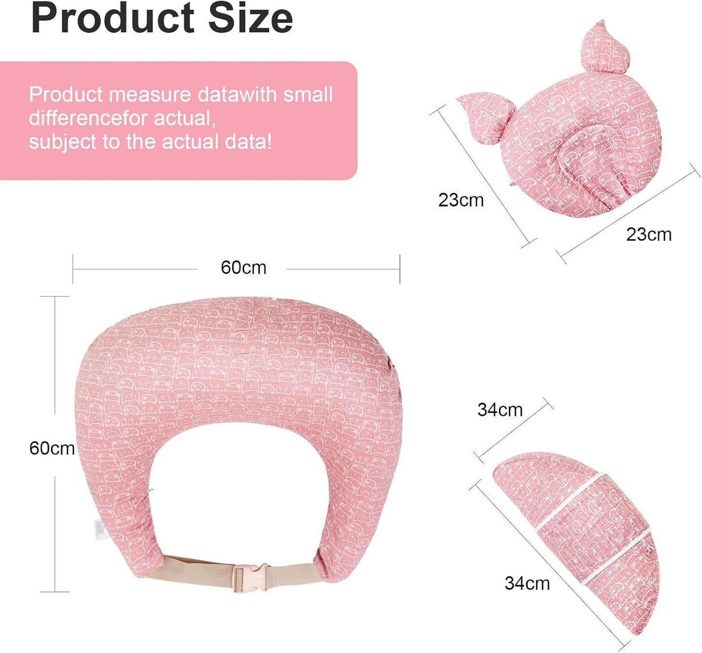 Multipurpose Nursing Pillow with Adjustable Waist Strap & Removable Cover for Feeding, Tummy Time & Nap V1107-CS-YEBRZTF