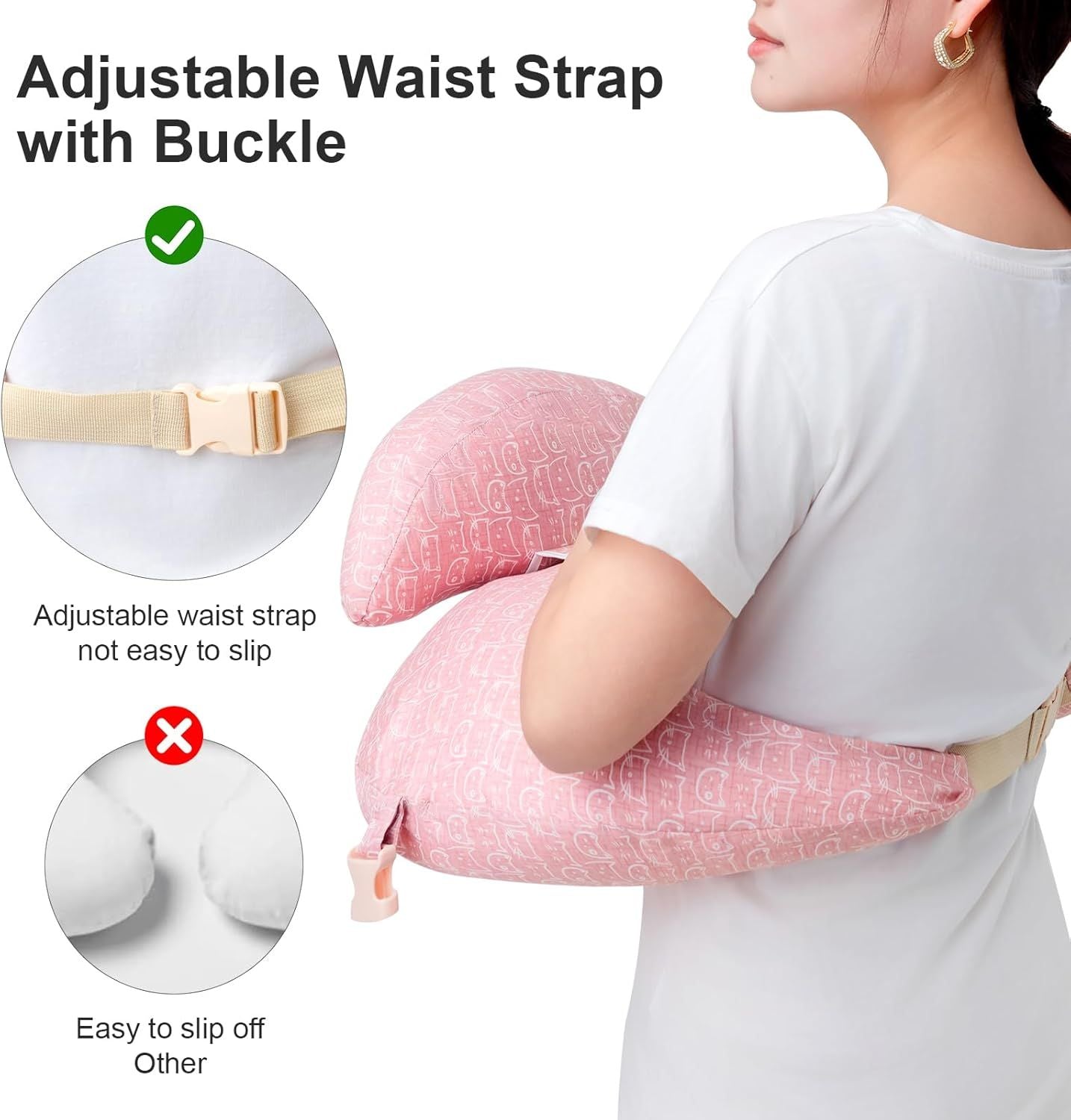 Multipurpose Nursing Pillow with Adjustable Waist Strap & Removable Cover for Feeding, Tummy Time & Nap V1107-CS-YEBRZTL