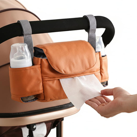 Universal Stroller Organizer Bag with Front Tissue Dispenser, Bottle Holders & Large Storage - Perfect for V1107-CS-YECGB