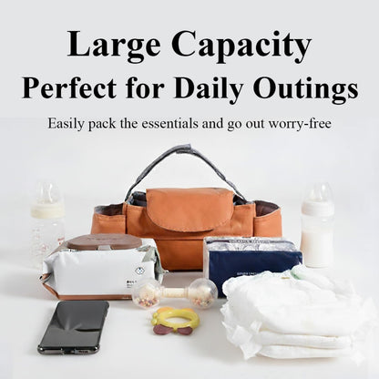 Universal Stroller Organizer Bag with Front Tissue Dispenser, Bottle Holders & Large Storage - Perfect for V1107-CS-YECGB