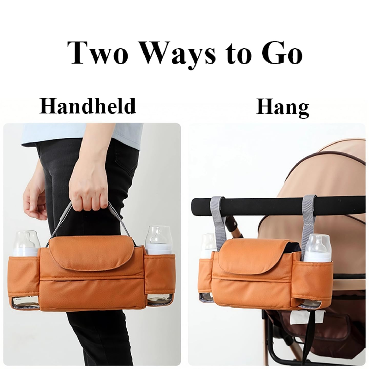 Universal Stroller Organizer Bag with Front Tissue Dispenser, Bottle Holders & Large Storage - Perfect for V1107-CS-YECGB