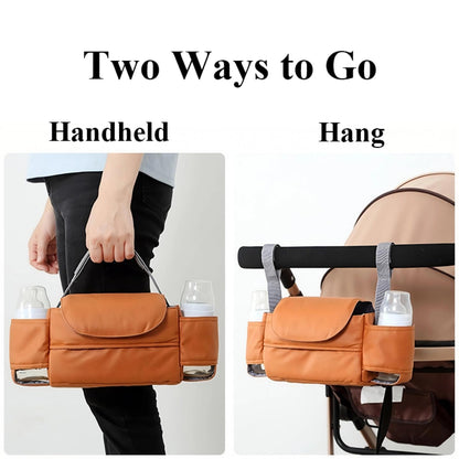 Universal Stroller Organizer Bag with Front Tissue Dispenser, Bottle Holders & Large Storage - Perfect for V1107-CS-YECGB