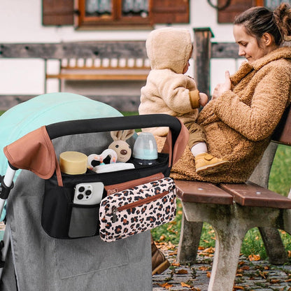 Universal Stroller Organizer with Insulated Cup Holders, Detachable Wristlet & Adjustable Shoulder Strap for V1107-CS-YETCGBB