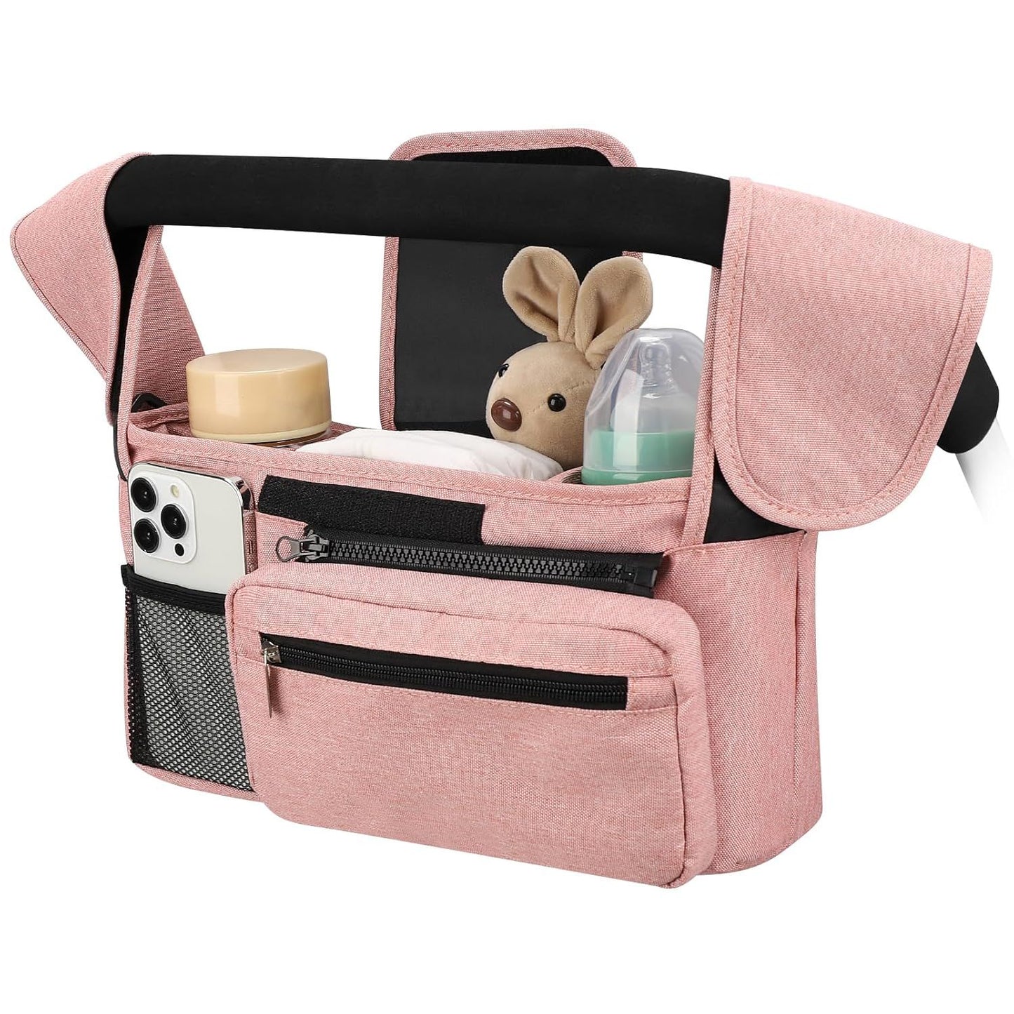 Universal Stroller Organizer with Insulated Cup Holders, Detachable Wristlet & Adjustable Shoulder Strap for V1107-CS-YETCGBF