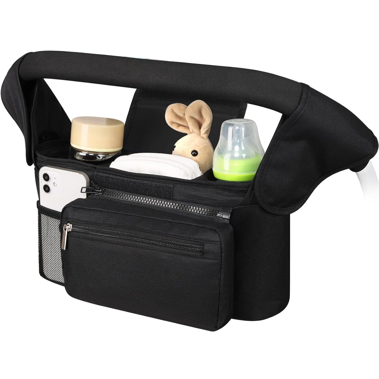 Universal Stroller Organizer with Insulated Cup Holders, Detachable Wristlet & Adjustable Shoulder Strap for V1107-CS-YETCGBH